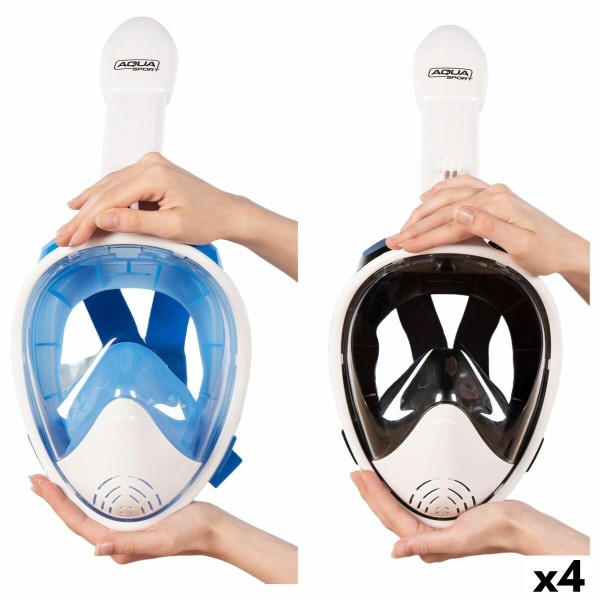 Snorkelling mask with sports camera support AquaSport Blue White (4 Units)