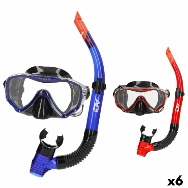 Snorkel Goggles and Tube AquaSport Blue Red (6 Units)