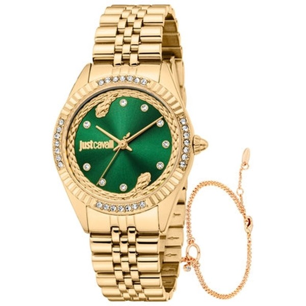 Naisten rannekellot Just Cavalli ANIMALIER SPECIAL PACK + BRACELET Kullattu (Ø 30 mm)