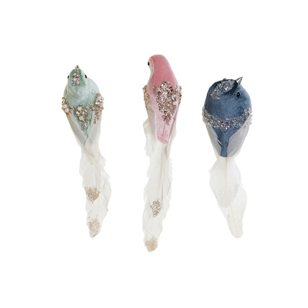 Joulukuusenpallo DKD Home Decor Monivärinen Lintu 25 x 7 x 6 cm (3 osaa)