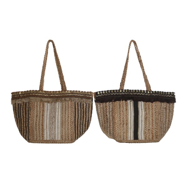 Naisten Käsilaukku DKD Home Decor Ruskea Kerma 50 x 23 x 33 cm (2 osaa)