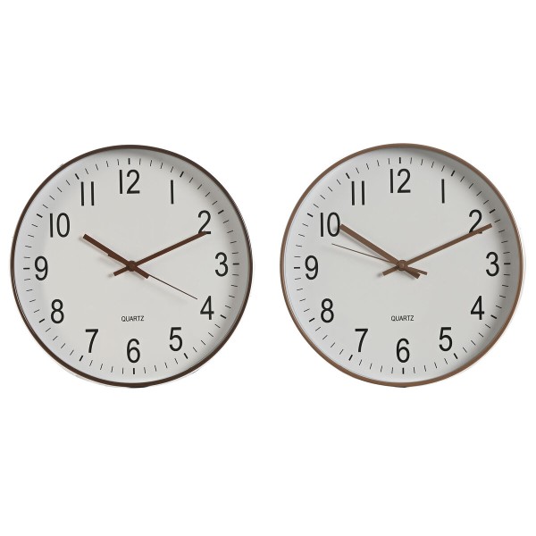 Sieninis laikrodis Home ESPRIT Balta Ruda Natūralus PVC 30 x 4 x 30 cm (2 vnt.)