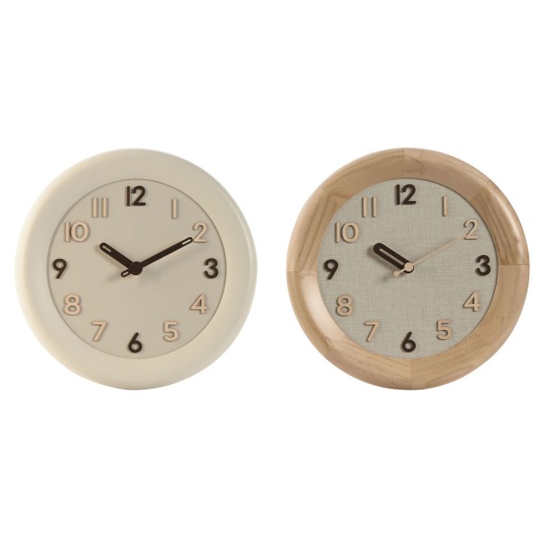 Wall Clock Home ESPRIT Beige Natural Wood 30 x 5 x 30 cm (2 Units)