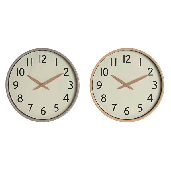 Wall Clock Home ESPRIT Beige Natural PVC Wood 30 x 4,7 x 30 cm (2 Units)