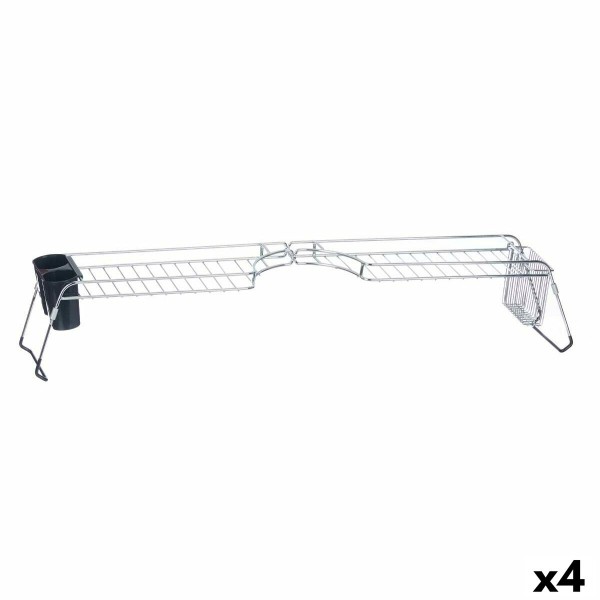 Extendable Dish Drainer for Sink Kinvara W3422A-1 Black Silver Metal polypropylene 44 x 11 x 16 cm (4 Units)