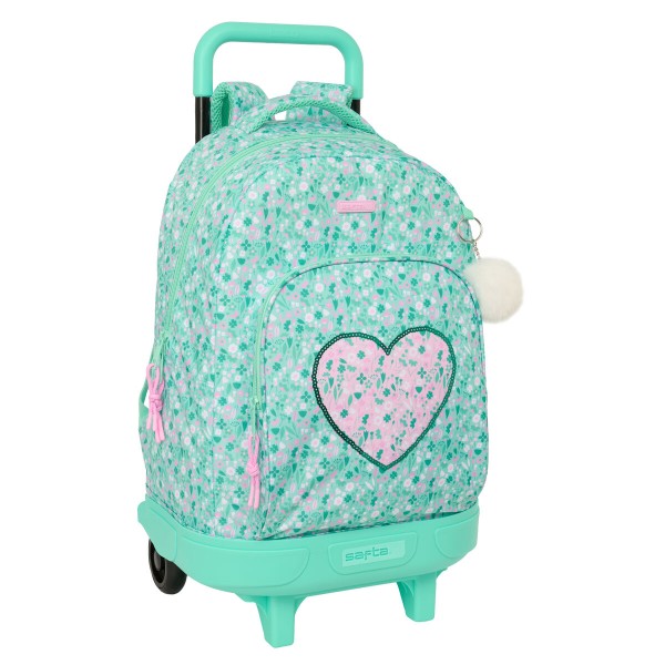 School Rucksack with Wheels Safta Cuore Mint 33 x 45 x 22 cm