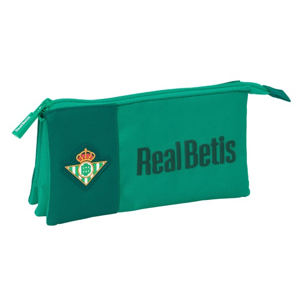 Тройной пенал Real Betis Balompié Зеленый 22 x 12 x 3 cm