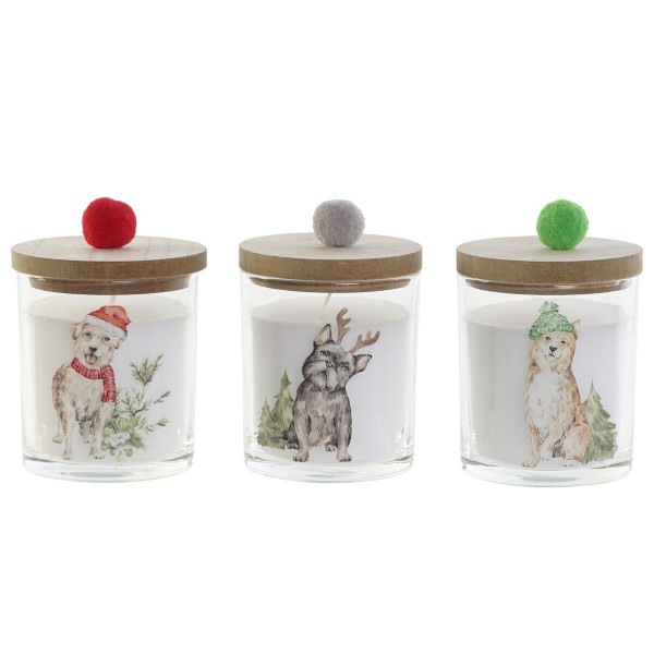 Žvakė DKD Home Decor Spalvotas Pomponai Kalėdos 8 x 8 x 9 cm 8 x 8 x 11 cm (3 vnt.) (2 vnt.)