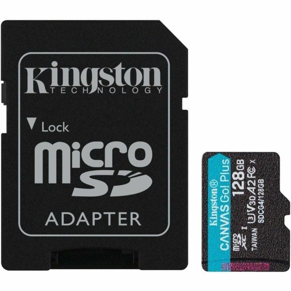 Mikro SD atminties kortelė su adapteriu Kingston CANVAS Go! Plus 128 GB