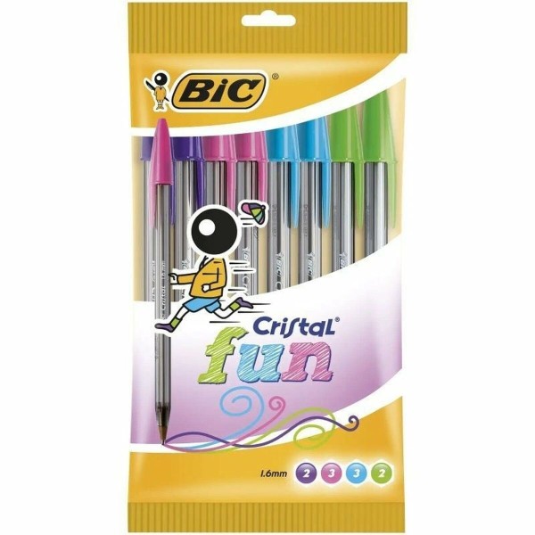 Biro pastapliiatsite komplekt Bic Cristal Fun 921342 Mitmevärviline 10 Tükid, osad (10 Ühikut)