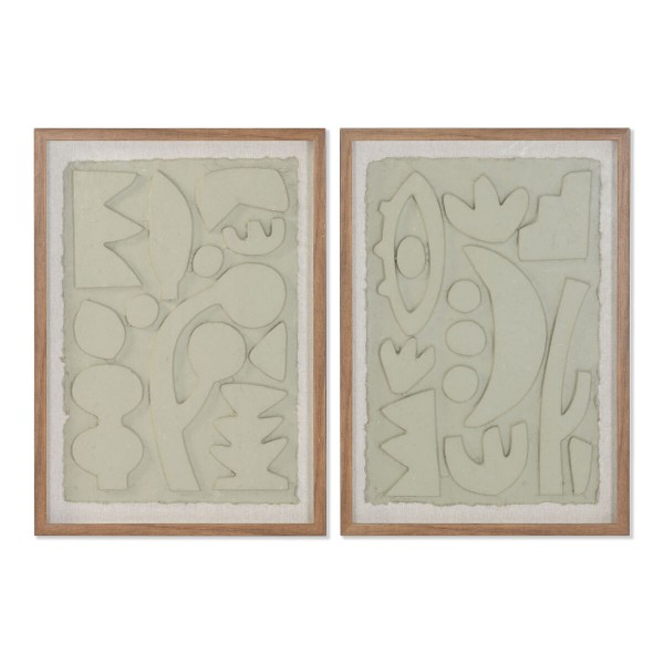 Maalaus Home ESPRIT Beige Abstrakti Skandinaavinen 50 x 3 x 70 cm (2 osaa)