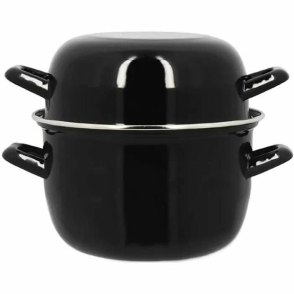 Casserole with Lid Menastyl Black Glazed enamelled steel 2 Pieces