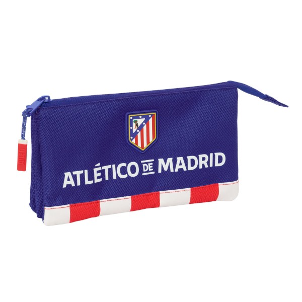 Kolme tõmblukuga pliiatsikarp Atlético Madrid Sinine Valge Punane 22 x 12 x 3 cm