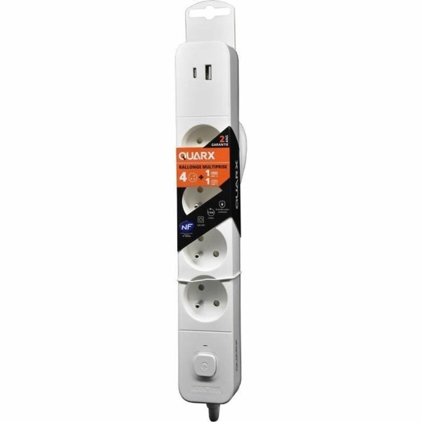 4-socket plugboard with power switch QUARX (1,5 m)