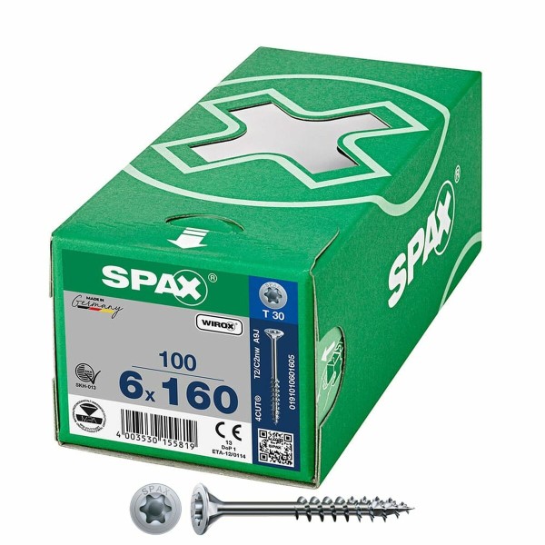 Kruvide karp SPAX Wirox T30 Lame pea 6 x 160 mm 100 Ühikut