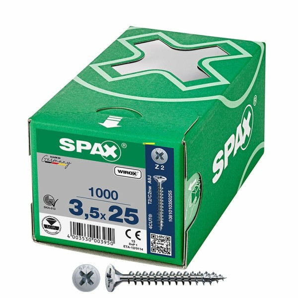 Kruvide karp SPAX Wirox Z2 Lame pea 3,5 x 25 mm 1000 Unidades