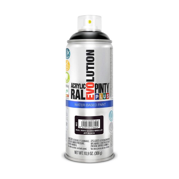 Purškiami dažai Pintyplus Evolution RAL 9005 Vandens pagrindu Jet Black 400 ml