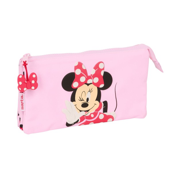 Kolme tõmblukuga pliiatsikarp Minnie Mouse Naive Roosa 22 x 12 x 3 cm