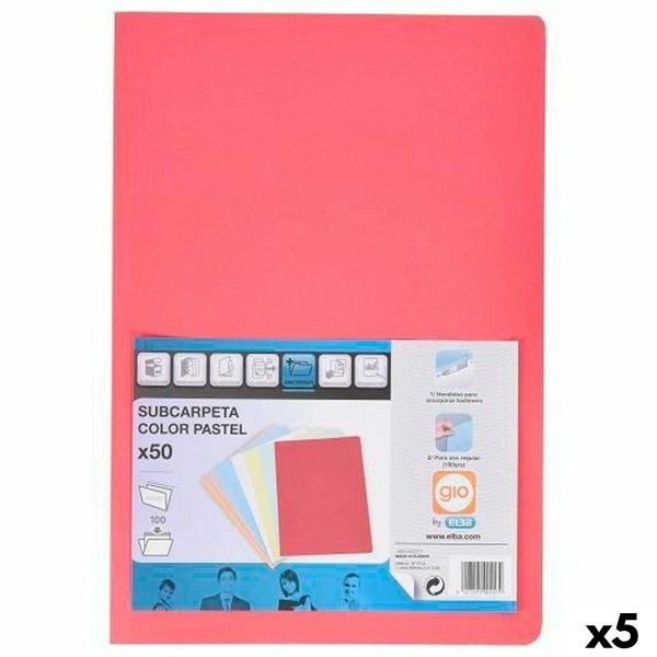 Subfolder Elba Red A4 50 Pieces (5 Units)