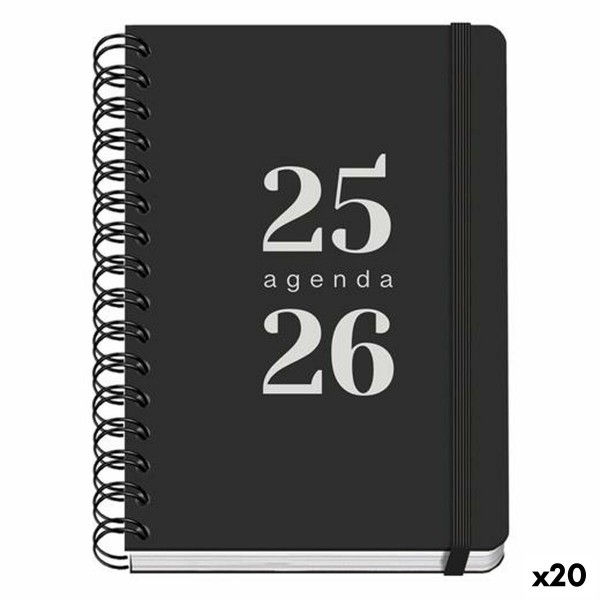 Diary DOHE GRAMMAR Black A5 150 x 210 mm (20 Units)