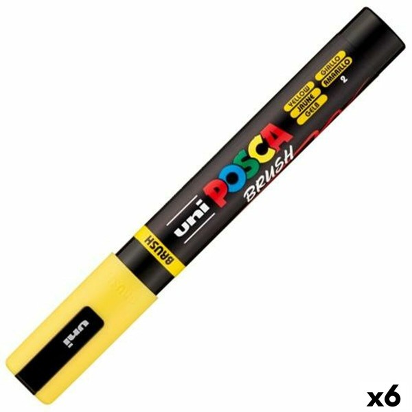 Marķieris BRUSH POSCA PC-5BR Dzeltens (6 gb.)
