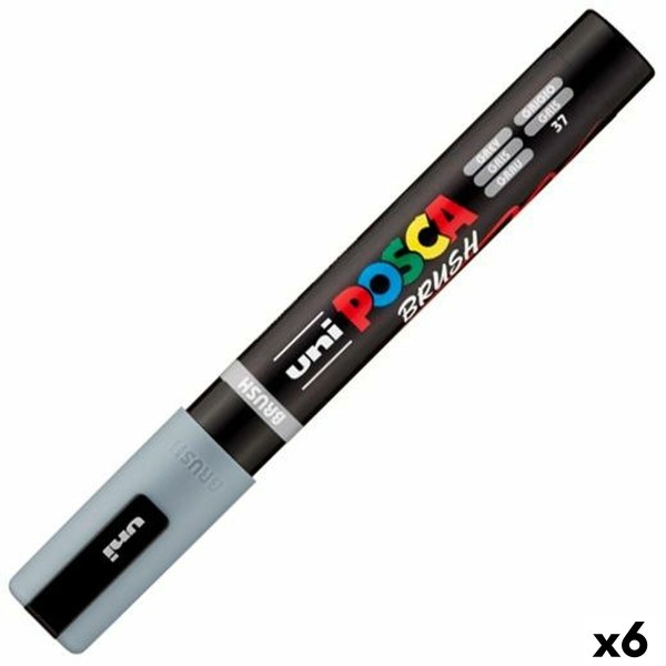 Marķieris BRUSH POSCA PC-5BR Pelēks (6 gb.)