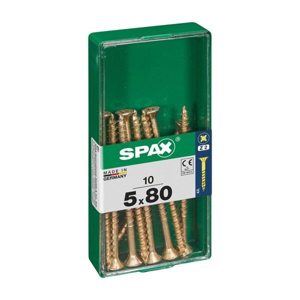 Varžtų dėžutė SPAX Yellox Medžio Plokščia galvutė 10 Dalys (5 x 80 mm)