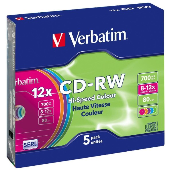 CD-R Verbatim CD-RW Colour 12x 700 MB 12x (5 gb.)