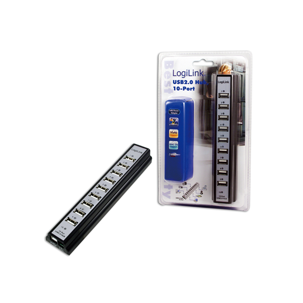 Logilink | USB 2.0 Hub-10 port whit power adapter