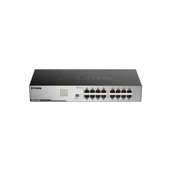 D-Link | 16-Port Gigabit Unmanaged Desktop Switch | DGS-1016D | Unmanaged | Desktop