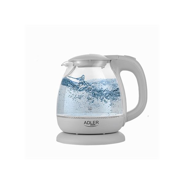 Adler | Kettle | AD 1283G | Standard | 1100 W | 1 L | Plastic/Glass | 360° rotational base | Grey