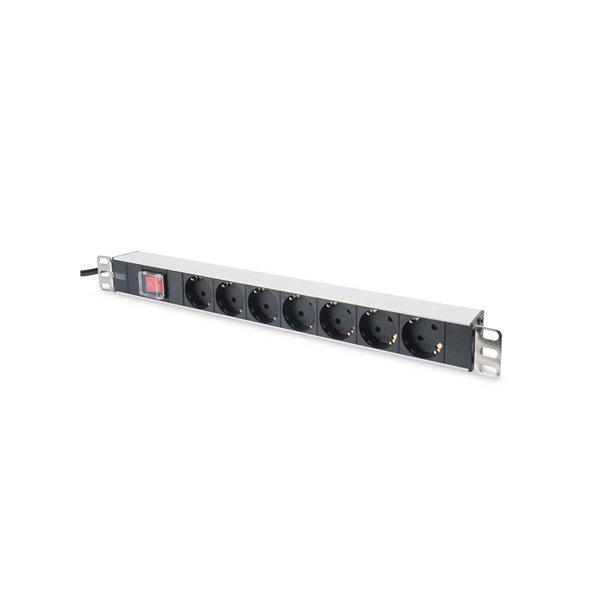 Aluminum outlet strip with switch | DN-95402 | Sockets quantity 7