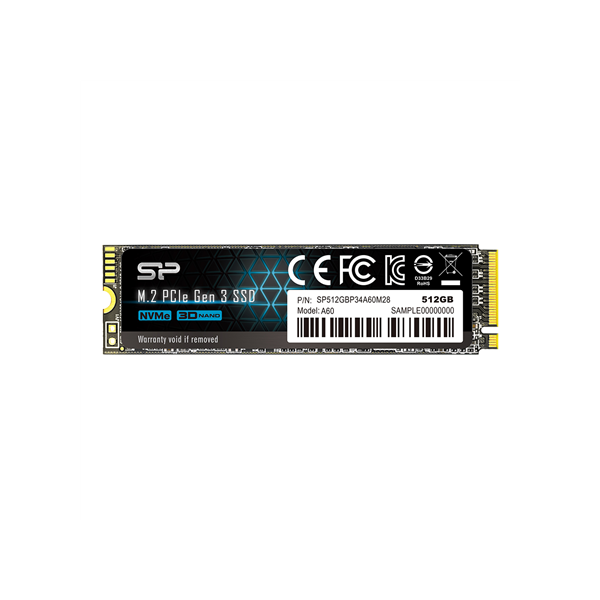 Silicon Power | A60 | 512 GB | Solid-state drive interface M.2 NVME | Read speed 2200 MB/s | Write speed 1600 MB/s