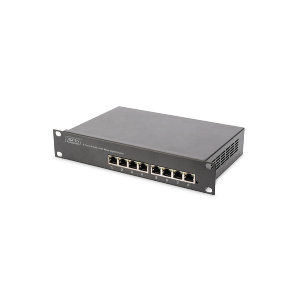 Digitus | 8-port Gigabit Ethernet Switch | DN-80114 | Unmanaged | Rackmountable | Power supply type Internal