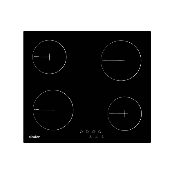 Simfer | Hob | H6.040.DECSP | Vitroceramic | Number of burners/cooking zones 4 | Touch | Black