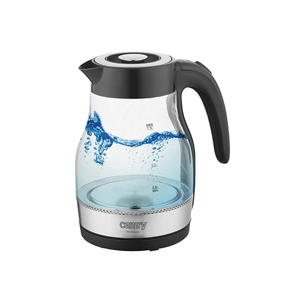 Camry | Kettle | CR 1300 | Electric | 2200 W | 1.7 L | Glass | 360° rotational base | Black