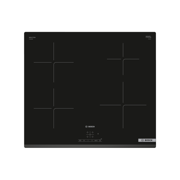 Bosch | Hob | PUE63KBB6E | Induction | Number of burners/cooking zones 4 | Touch | Timer | Black