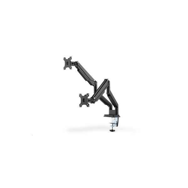 Digitus | Desk Mount | Universal Dual Monitor Mount with Gas Spring and Clamp Mount | Swivel, height adjustment, rotate | Black
