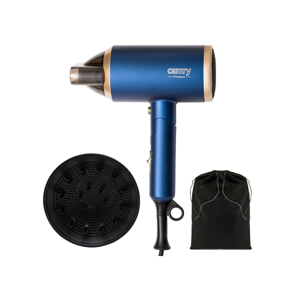 Camry | Hair Dryer | CR 2268 | 1800 W | Number of temperature settings 2 | Ionic function | Diffuser nozzle | Blue/Gold