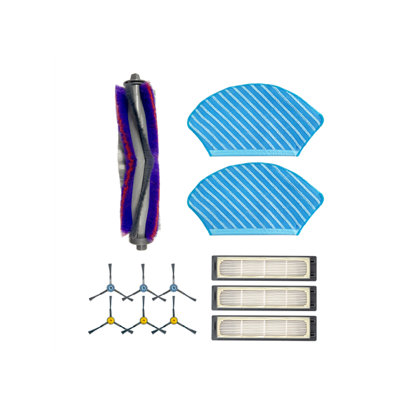 Midea Spare Parts Kit: Side Brush×6pcs, Main Brush×1pc, HEPA Filter×3pcs, Mopping Cloth×2pcs for M7 | Midea