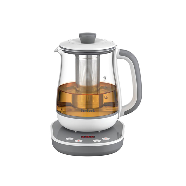 TEFAL Tastea Kettle | BJ551B10 | Tea Kettle | 1400 W | 1.5 L | Glass | 360° rotational base | Grey/White