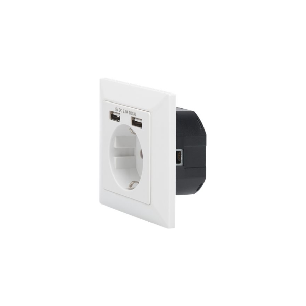 Digitus Safety socket for flush mounting with 2 USB ports | DA-70613