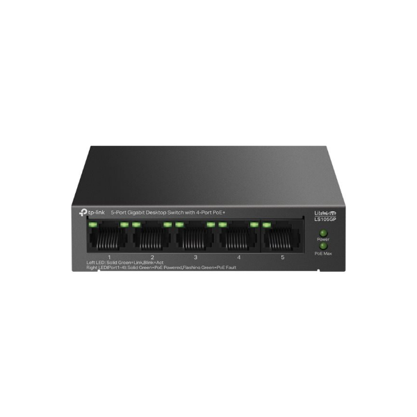 TP-LINK | 5-Port Gigabit Desktop Switch with 4-Port PoE+ | LS105GP | Unmanaged | Desktop