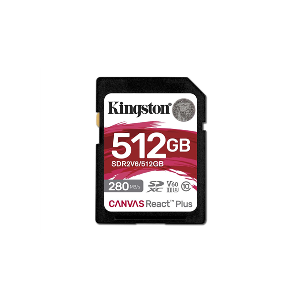Kingston SDXC II V60 React Plus | SDR2V6/512GB | 512 GB | SDXC | Flash memory class Class 10, UHS-II, U3, V60