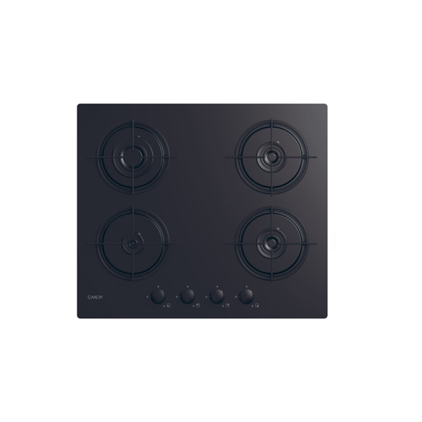 Candy Hob | CVW6BB | Gas on glass | Number of burners/cooking zones 4 | Knobs | Black