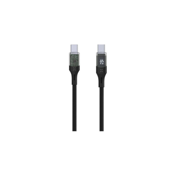 Fixed | Cable USB-C/USB-C with display, PD support, 2m, USB 2.0, 100W | FIXDD-CC2-BK