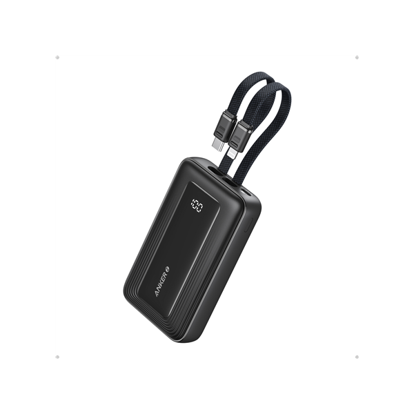 Anker | Power Bank | A1680G11 | 10000 mAh | USB-C 30W, Lightning 27W | Built-In USB-C and Lightning Cables | Black