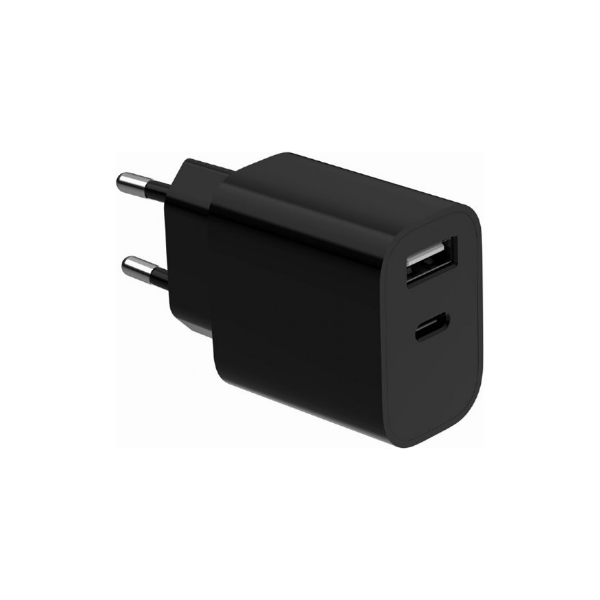 Gembird 2-port universal USB charger (A+C), 2.4 A | TA-UC-2AC12-01-BK