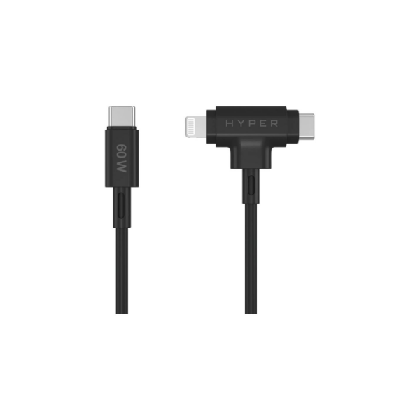 Hyper HyperJuice Silicone USB-C to USB-C and Lightning Hybrid 60W Cable