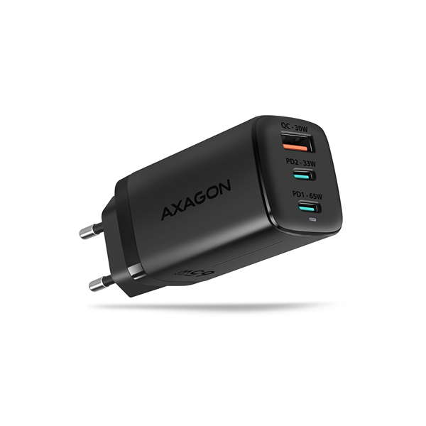 AXAGON GaN wallcharger 3x port (USB-A + 2x USB-C), 65W | ACU-DPQ65